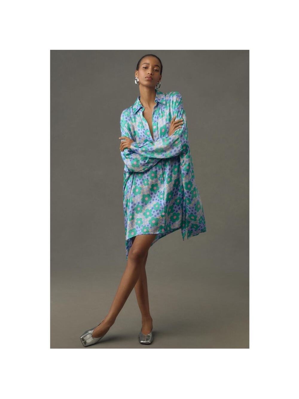 Anthropologie Corey Lynn
Calter Printed Shirt Dress Long Sleeve Blue Size2X NWOT - Picture 3 of 14